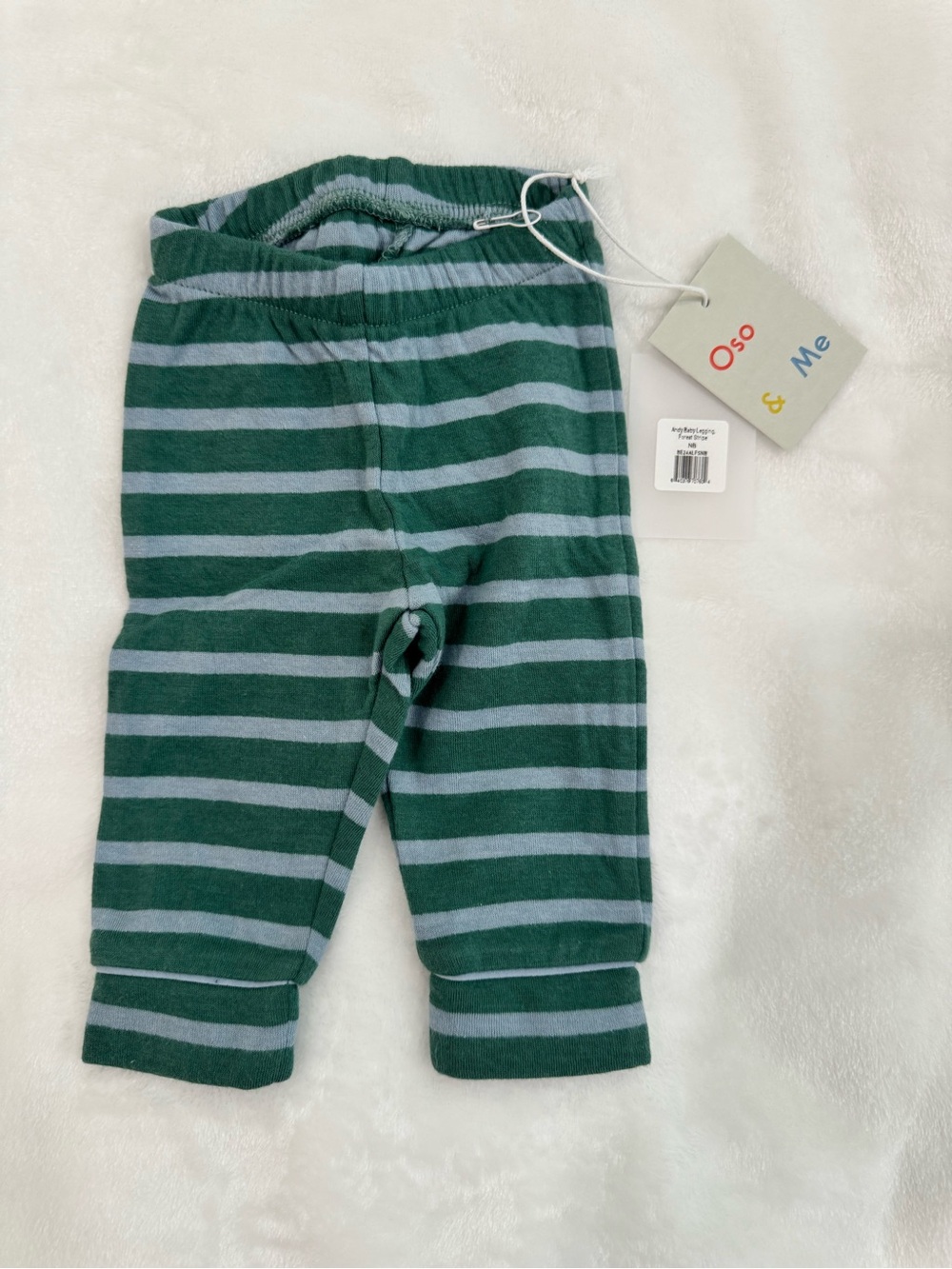 Oso & Me Green Striped Kids Leggings